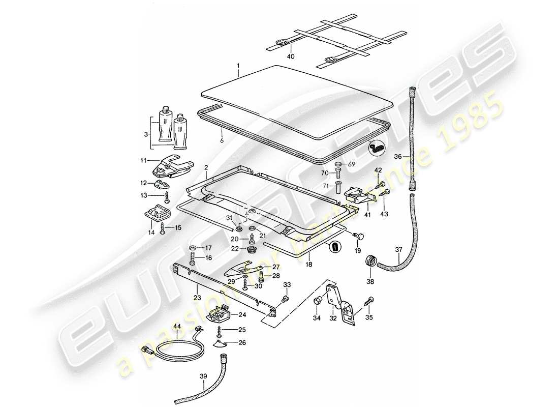 Porsche 944 (1990) LIFTING ROOF Part Diagram