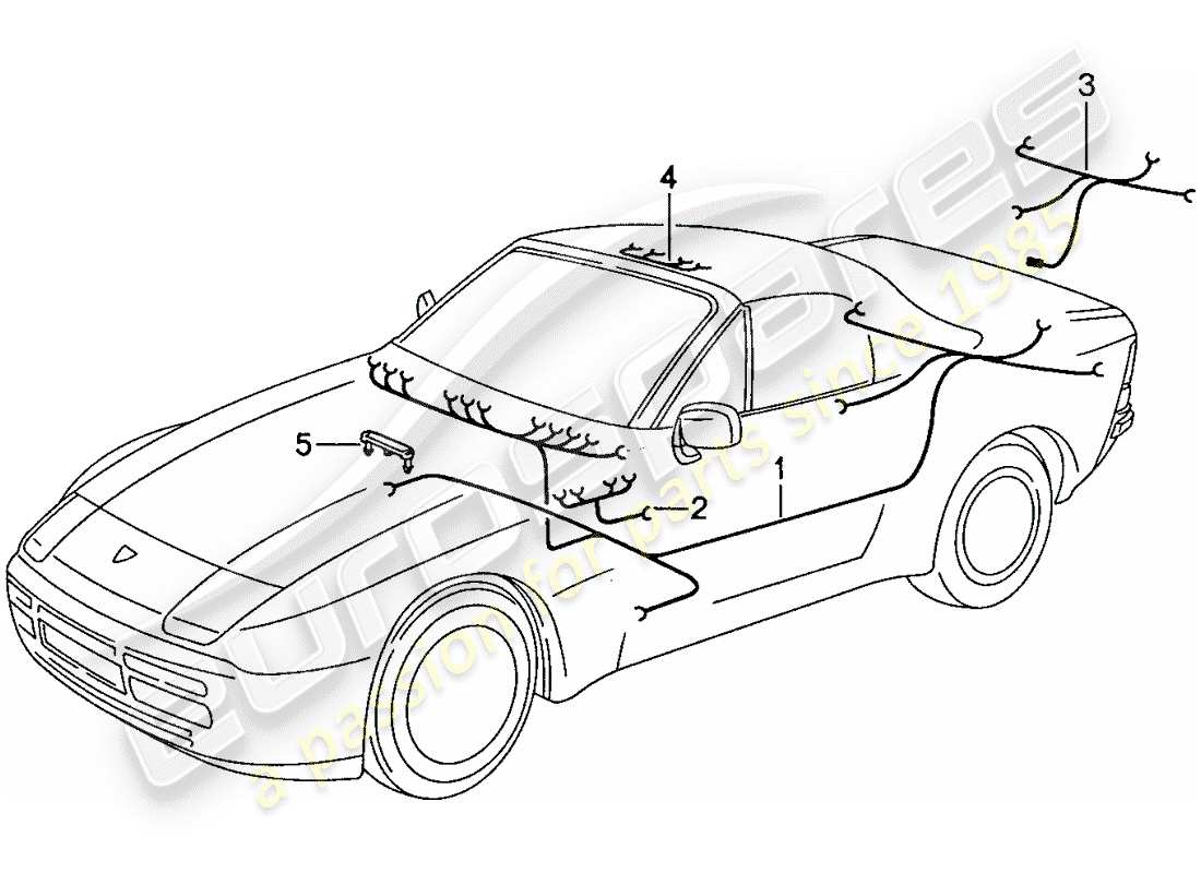 Porsche 944 (1990) WIRING HARNESSES - PASSENGER COMPARTMENT Part Diagram