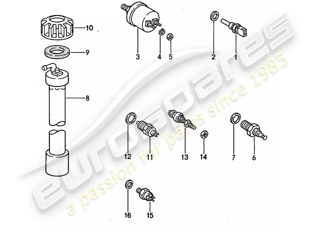 Porsche 944 (1990) SWITCH - AND - SENSOR Part Diagram