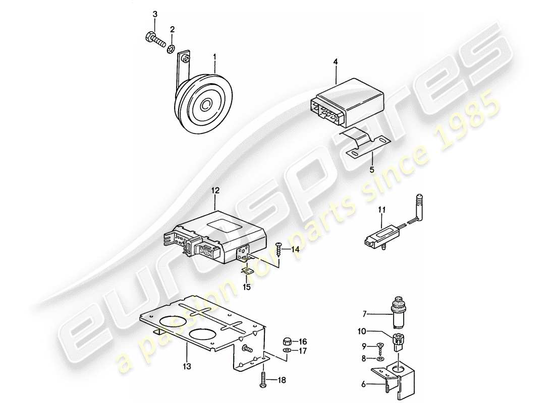 Porsche 944 (1990) ALARM SYSTEM Part Diagram