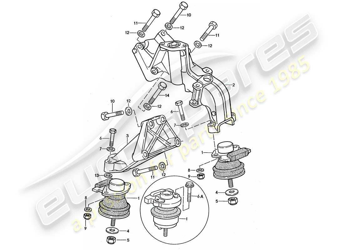 Porsche 944 (1991) engine suspension Part Diagram