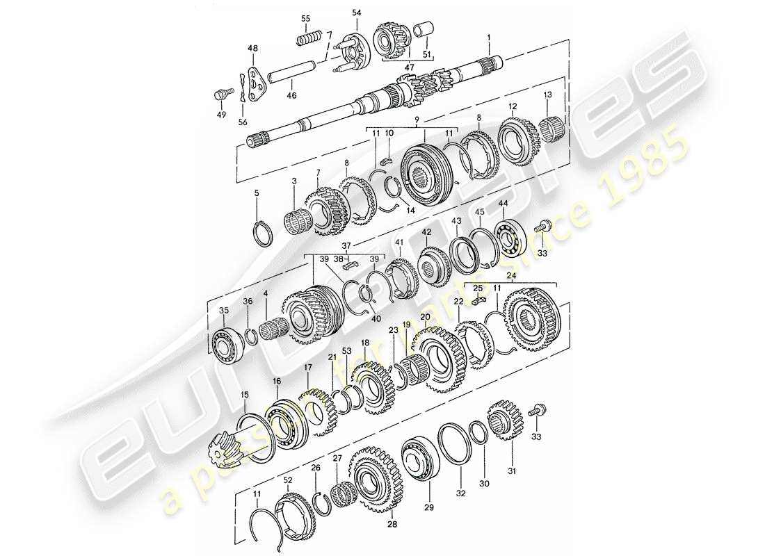 Porsche 944 (1991) GEARS AND SHAFTS - FOR - MANUAL GEARBOX Part Diagram