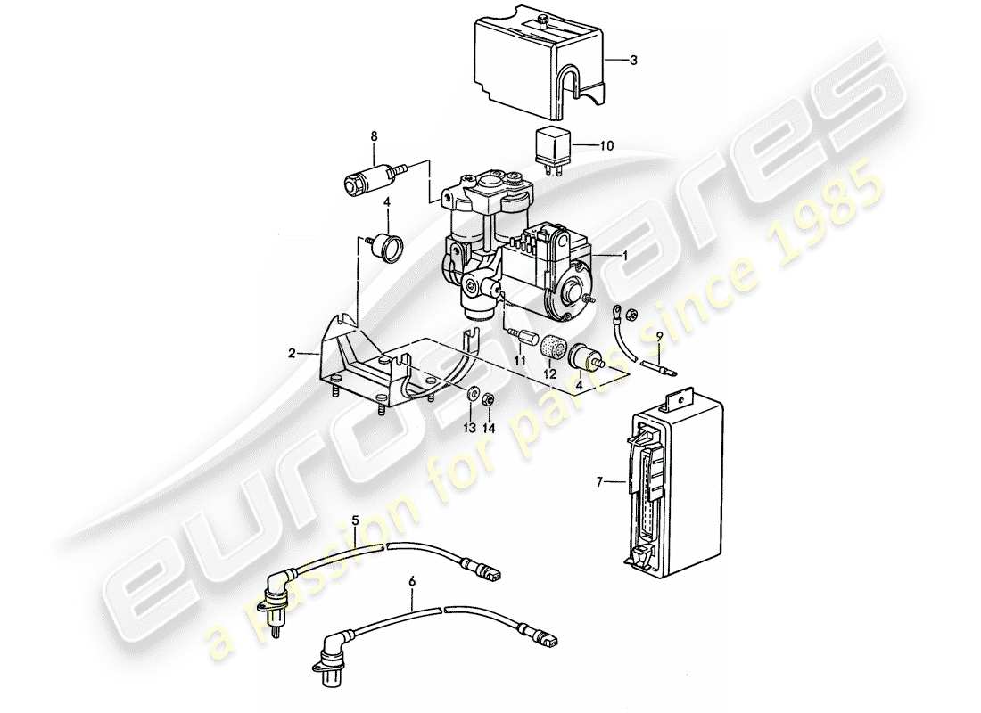 Porsche 944 (1991) HYDRAULIC UNIT - ANTI-LOCKING BRAKE SYST. -ABS- Part Diagram