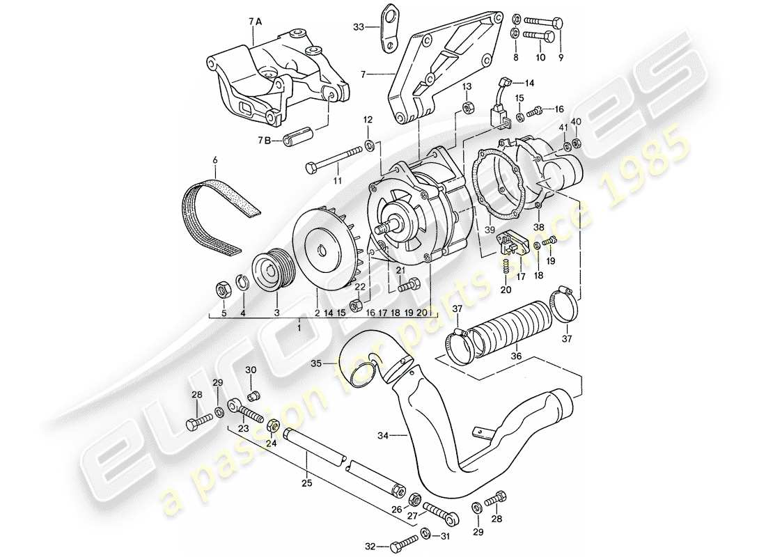 Porsche 944 (1991) ALTERNATOR - WITH: - FASTENERS Part Diagram