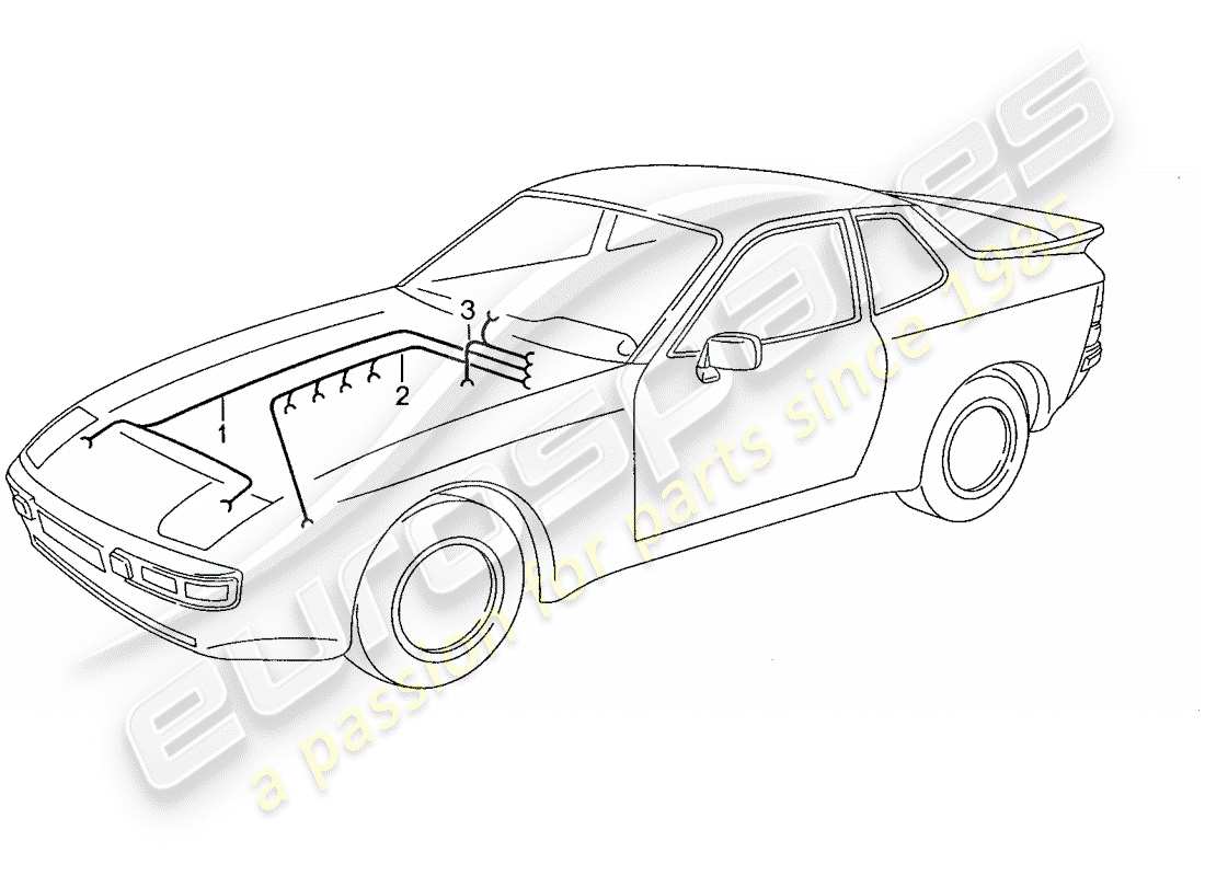 Porsche 944 (1991) WIRING HARNESSES - ENGINE - HEATER - AIR CONDITIONER Part Diagram