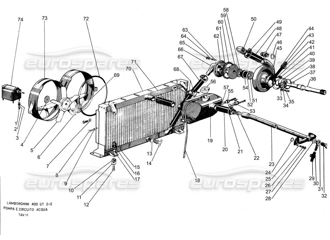 Lamborghini 400 GT WATER PUMP Parts Diagram
