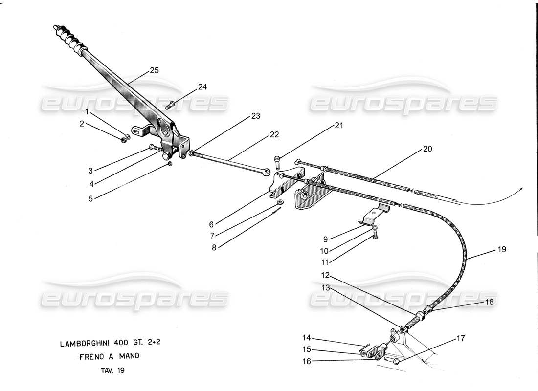 Lamborghini 400 GT Hand brake Parts Diagram