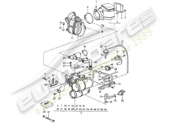 a part diagram from the Porsche 964 (1992) parts catalogue