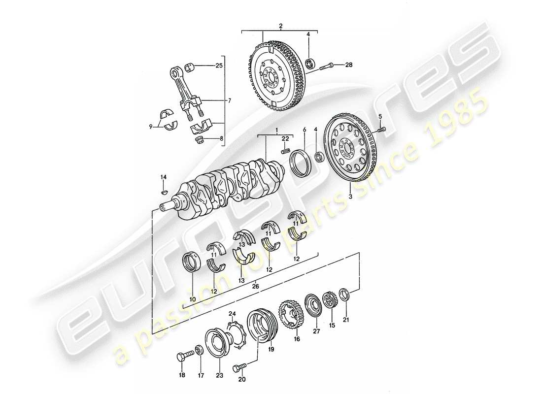 Porsche 968 (1992) CRANKSHAFT - CONNECTING ROD Part Diagram