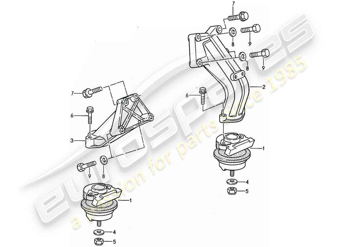 Porsche 968 (1992) engine suspension Part Diagram