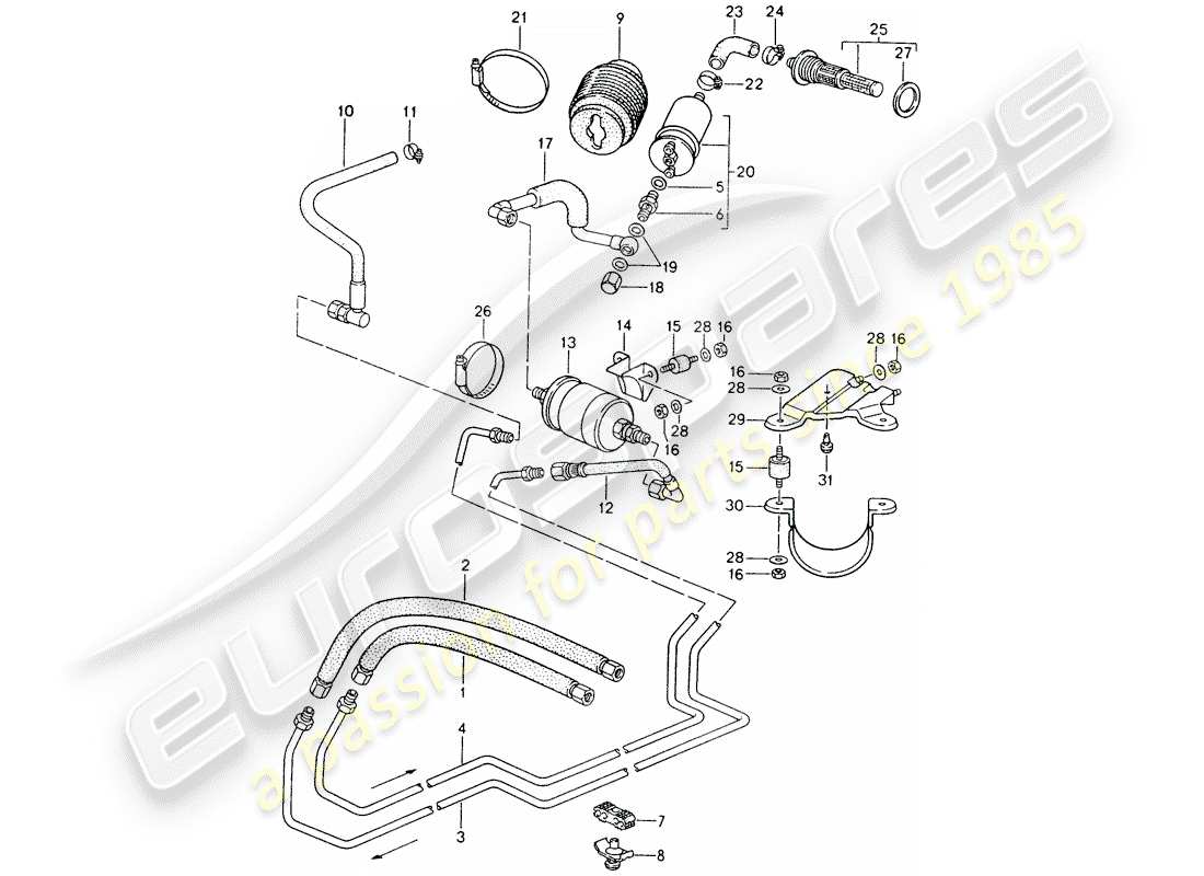 Porsche 968 (1992) fuel system Part Diagram