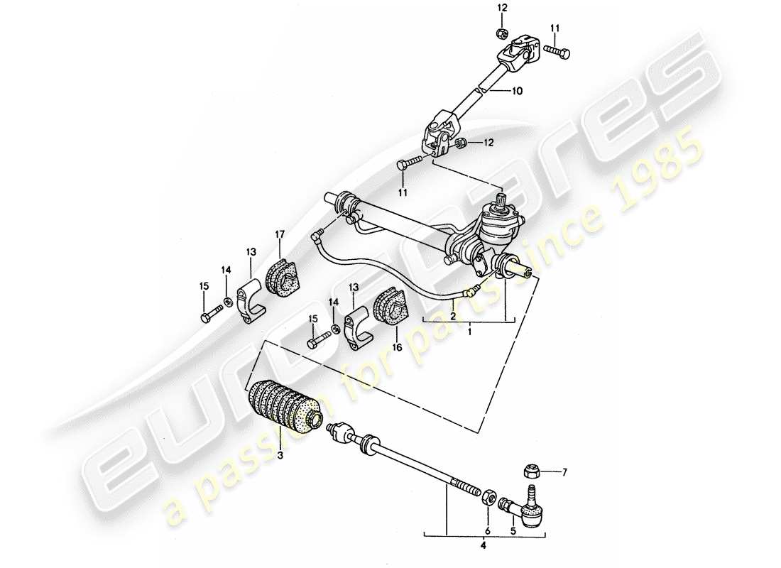 Porsche 968 (1992) POWER STEERING - STEERING GEAR - STEERING TRACK ROD Part Diagram