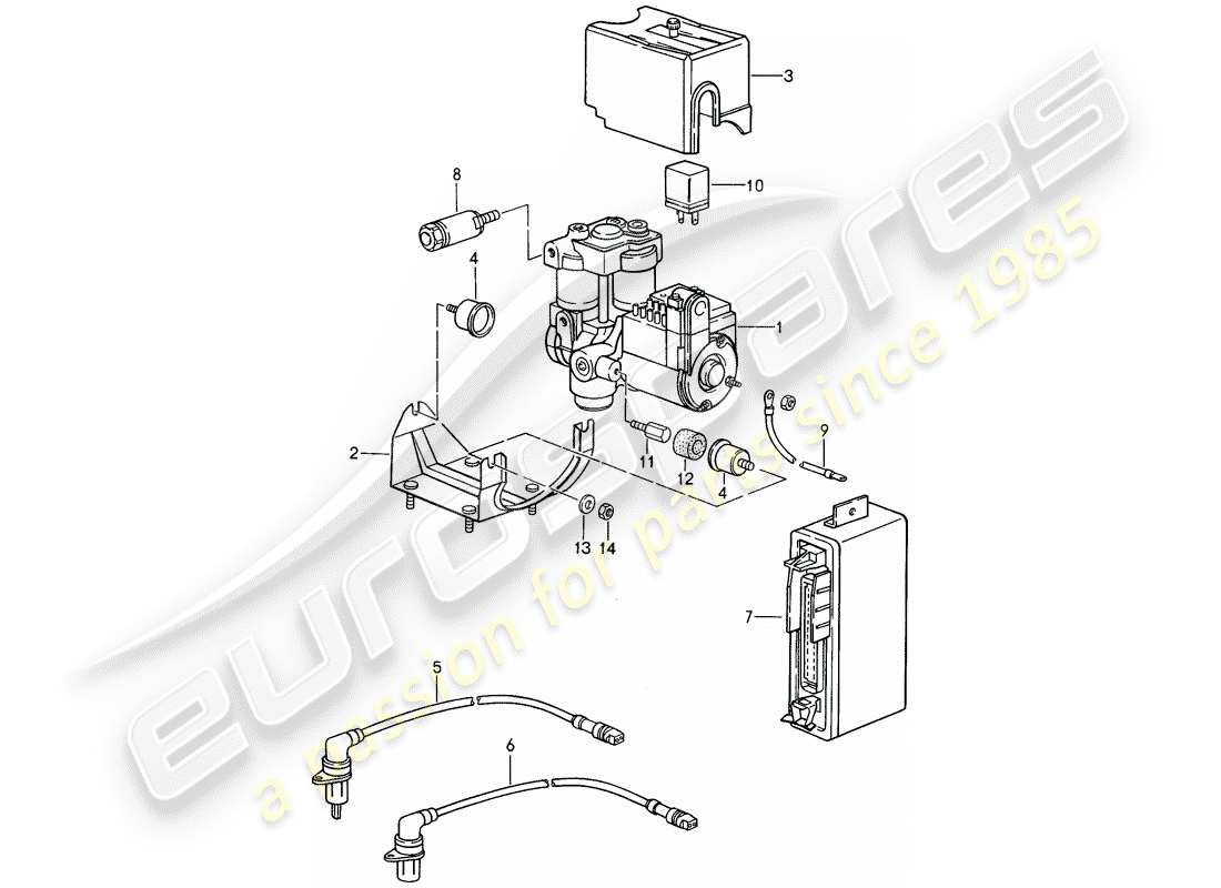 Porsche 968 (1992) HYDRAULIC UNIT - ANTI-LOCKING BRAKE SYST. -ABS- Part Diagram