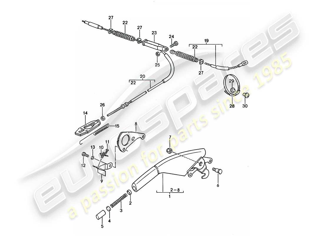 Porsche 968 (1992) HAND BRAKE LEVER Part Diagram