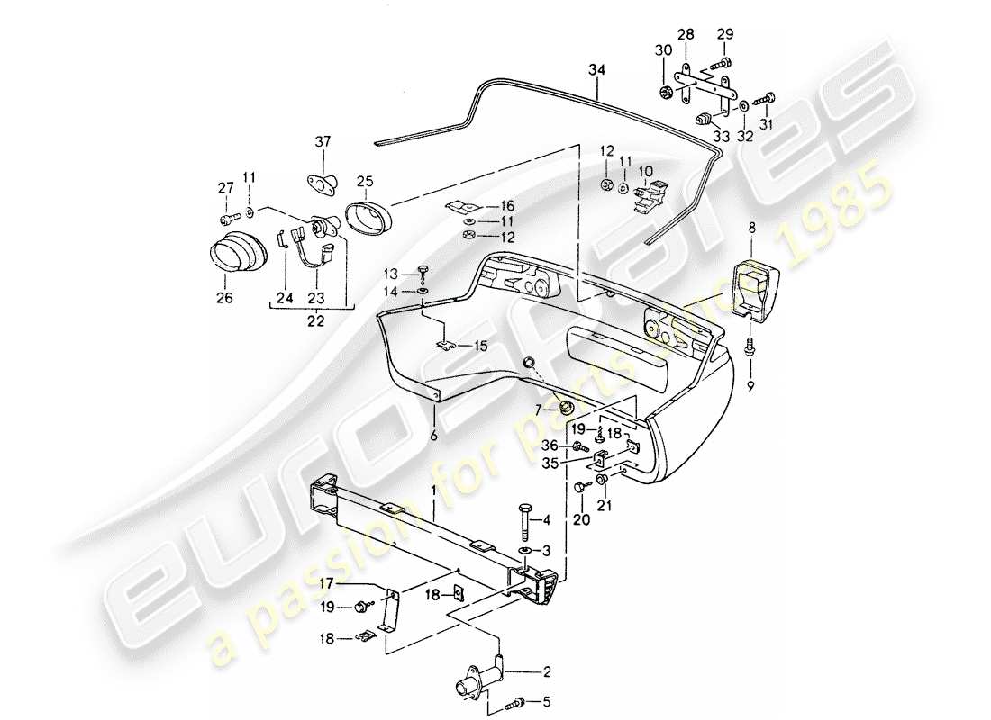 Porsche 968 (1992) REAR SKIRT - BUMPER Part Diagram