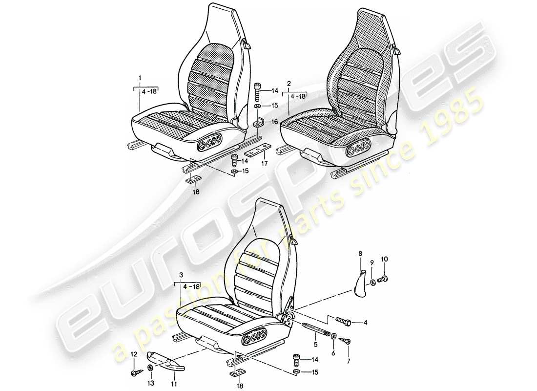 Porsche 968 (1992) SEAT - COMPLETE Part Diagram