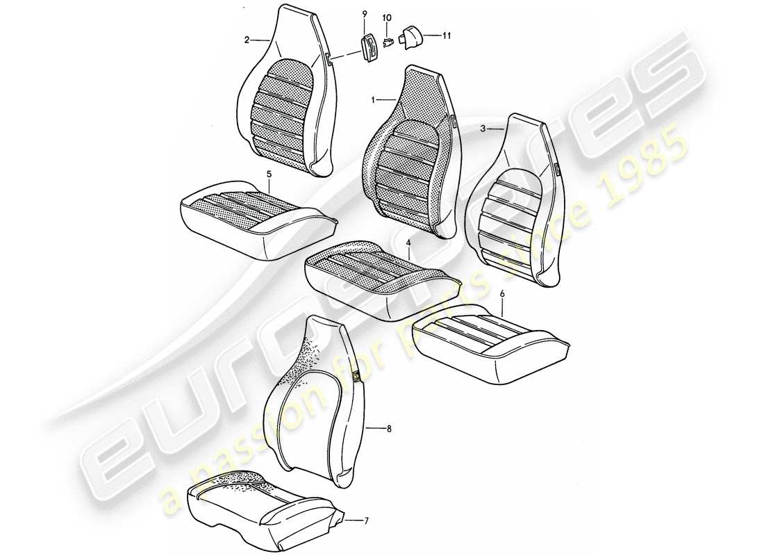 Porsche 968 (1992) CLOTH Part Diagram