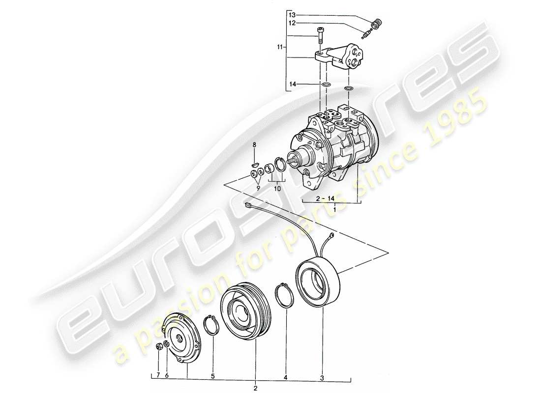 Porsche 968 (1992) COMPRESSOR Part Diagram