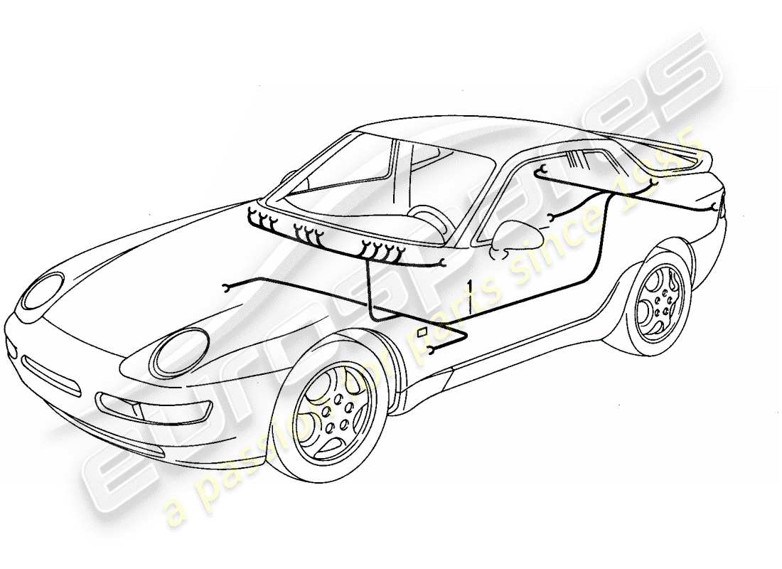 Porsche 968 (1992) WIRING HARNESSES - PASSENGER COMPARTMENT Part Diagram