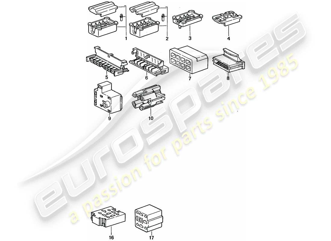 Porsche 968 (1992) CONNECTOR HOUSING - 8-POLE - 9-POLE Part Diagram