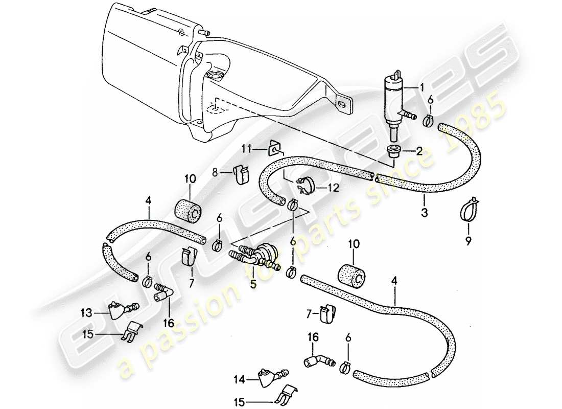 Porsche 968 (1992) HEADLIGHT WASHER SYSTEM Part Diagram