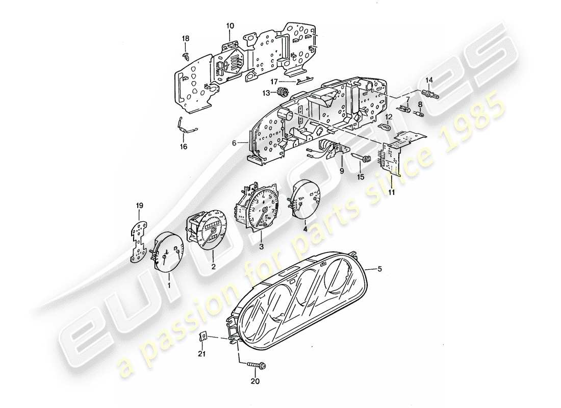 Porsche 968 (1992) INSTRUMENT CLUSTER Part Diagram