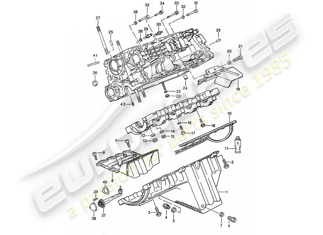 Porsche 968 (1993) CRANKCASE - FASTENERS Part Diagram