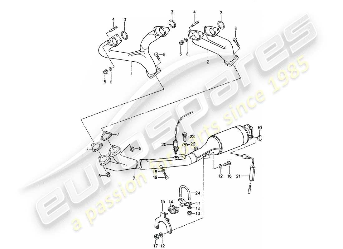 Porsche 968 (1993) EXHAUST SYSTEM - CATALYST Part Diagram