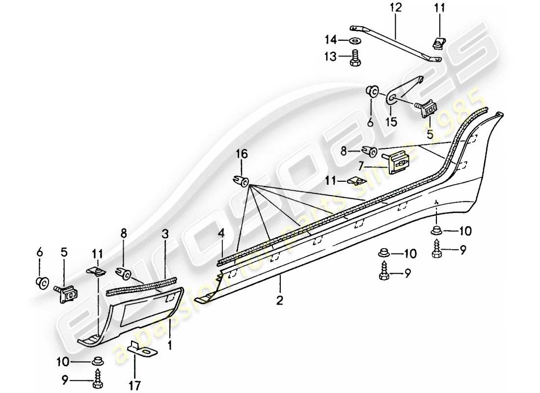 Porsche 968 (1993) SIDE MEMBER TRIM Part Diagram