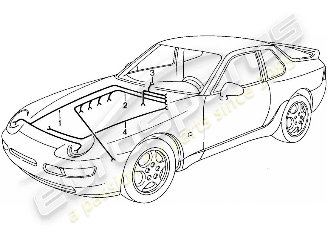 Porsche 968 (1993) WIRING HARNESSES - ENGINE BAY - HEATER - AIR CONDITIONER Part Diagram