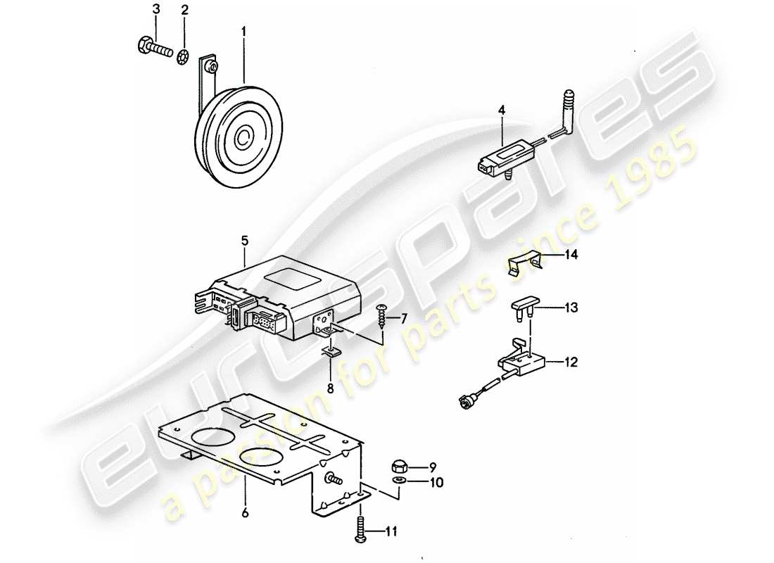 Porsche 968 (1993) ALARM SYSTEM Part Diagram