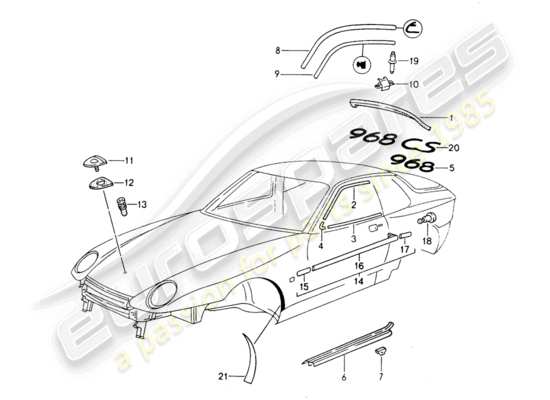 a part diagram from the Porsche 968 parts catalogue