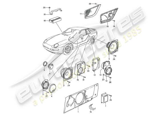 a part diagram from the Porsche 968 parts catalogue