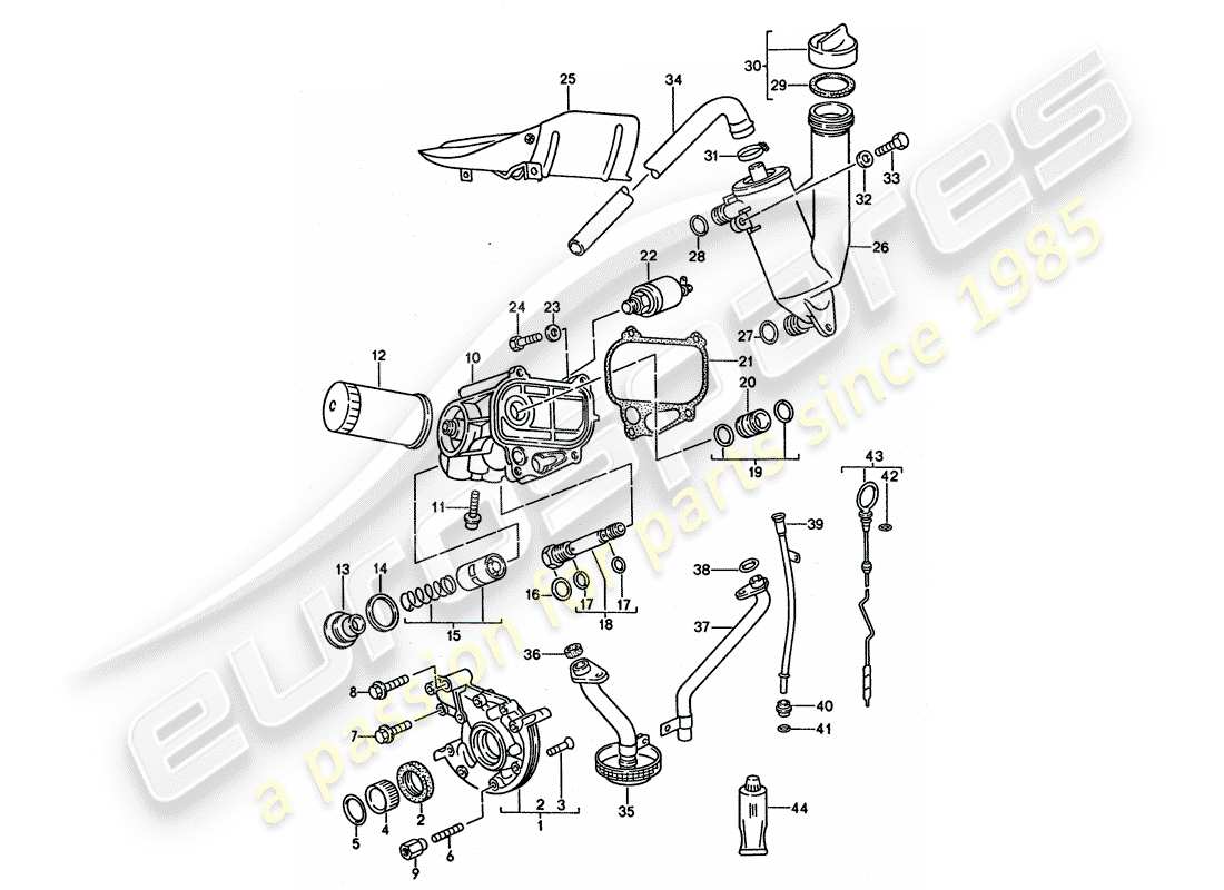 Porsche 968 (1994) Engine Lubrication Part Diagram
