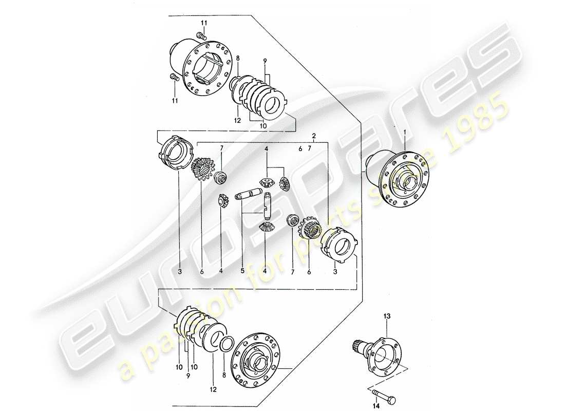 Porsche 968 (1994) manual gearbox - limited slip differential Part Diagram