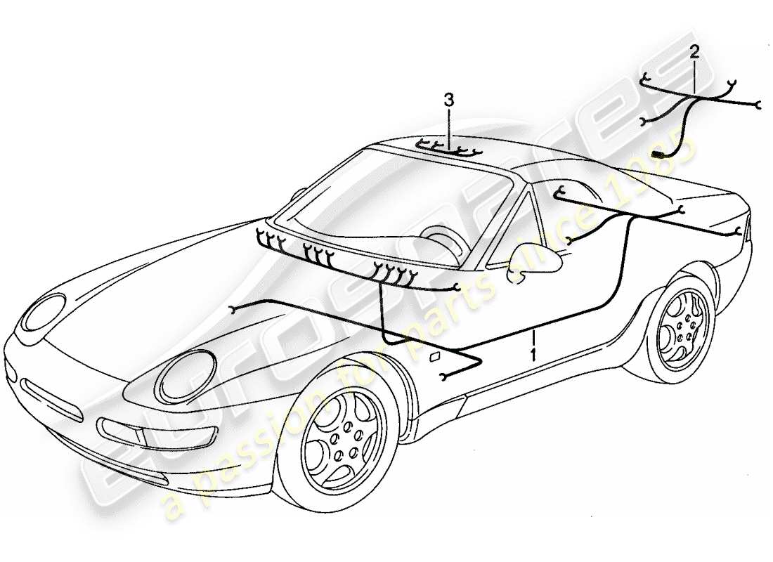 Porsche 968 (1994) WIRING HARNESSES - PASSENGER COMPARTMENT Part Diagram