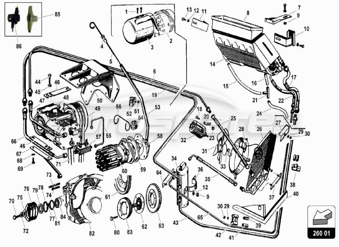 Lamborghini Miura P400 air conditioning system Parts Diagram