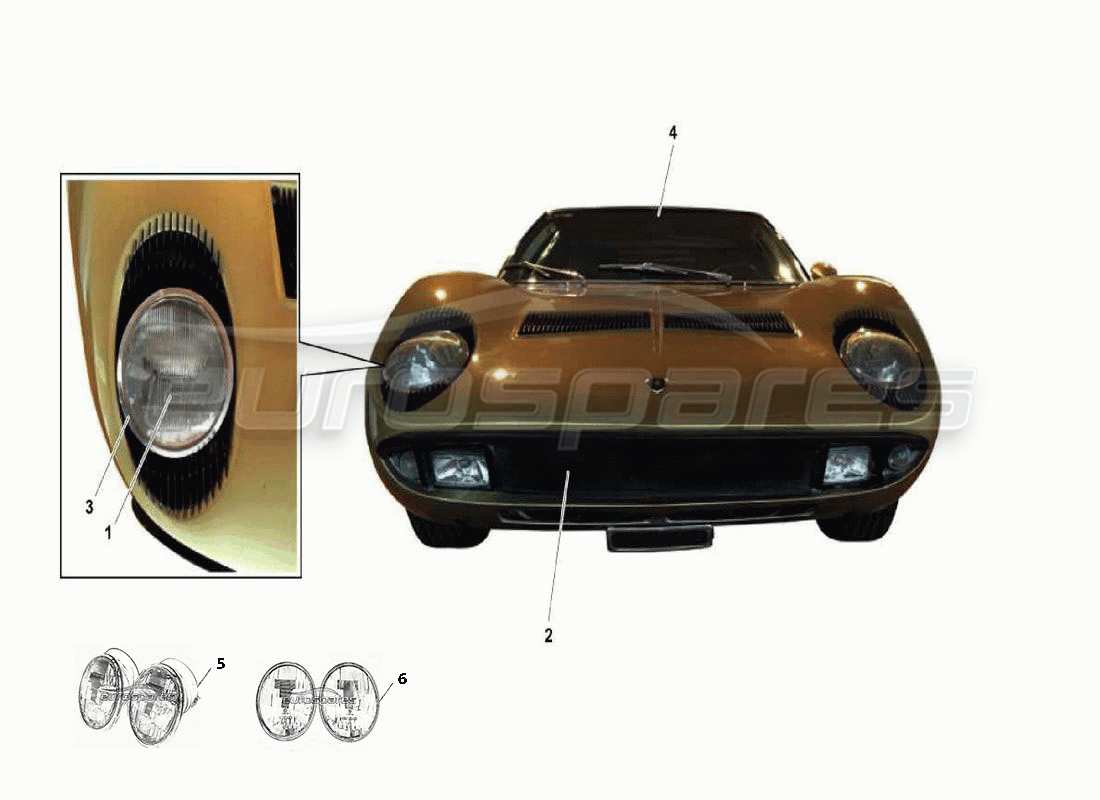 Lamborghini Miura P400 Lights Part Diagram