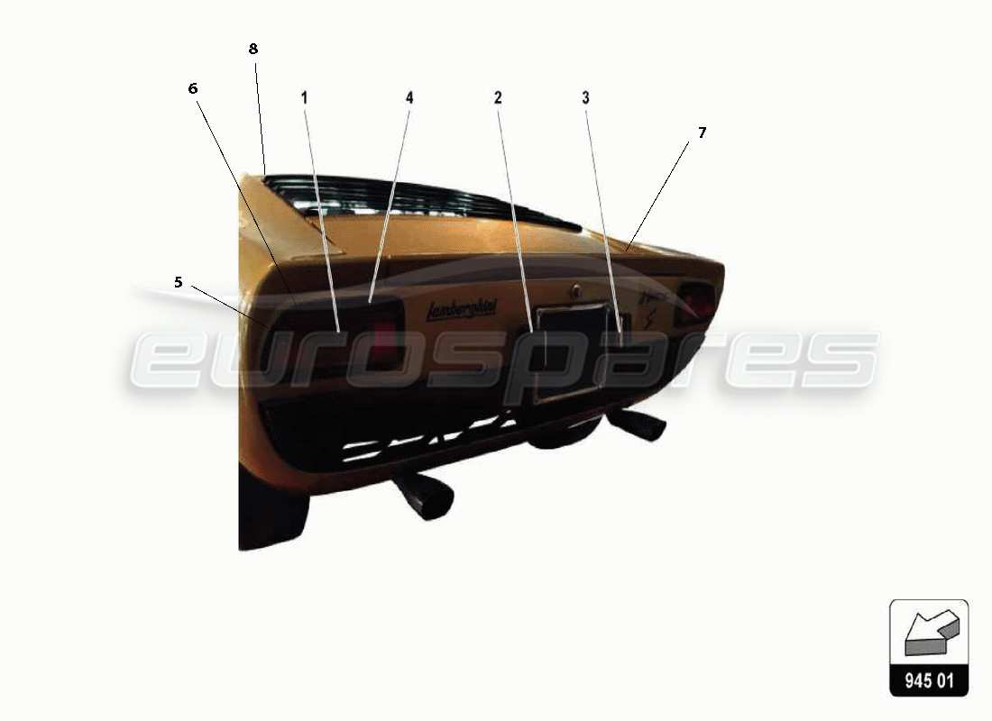 Lamborghini Miura P400 Lights And Rubbers Part Diagram