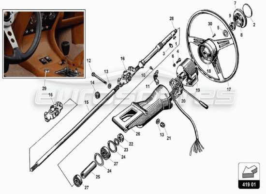 a part diagram from the Lamborghini Miura parts catalogue