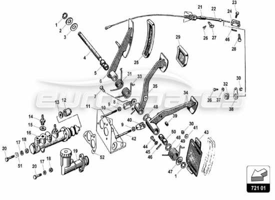 a part diagram from the Lamborghini Miura parts catalogue