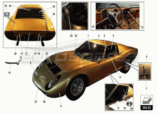 a part diagram from the Lamborghini Miura parts catalogue