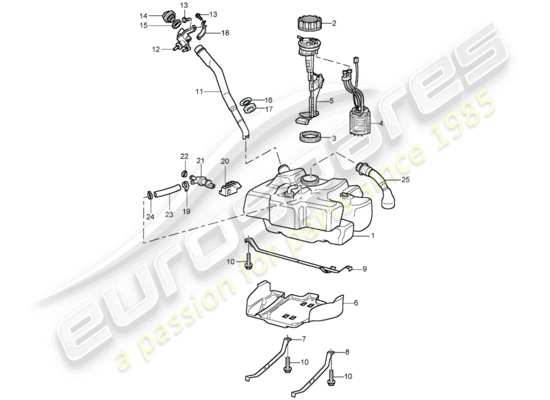 a part diagram from the Porsche 996 (1998) parts catalogue