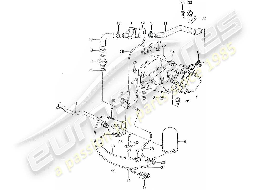 Porsche 996 (2001) Secondary Air Pump Part Diagram