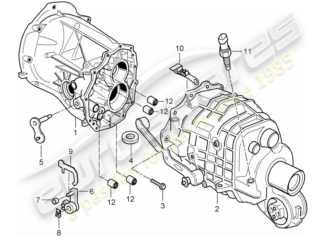 Porsche 996 (2001) transmission case - transmission cover Part Diagram
