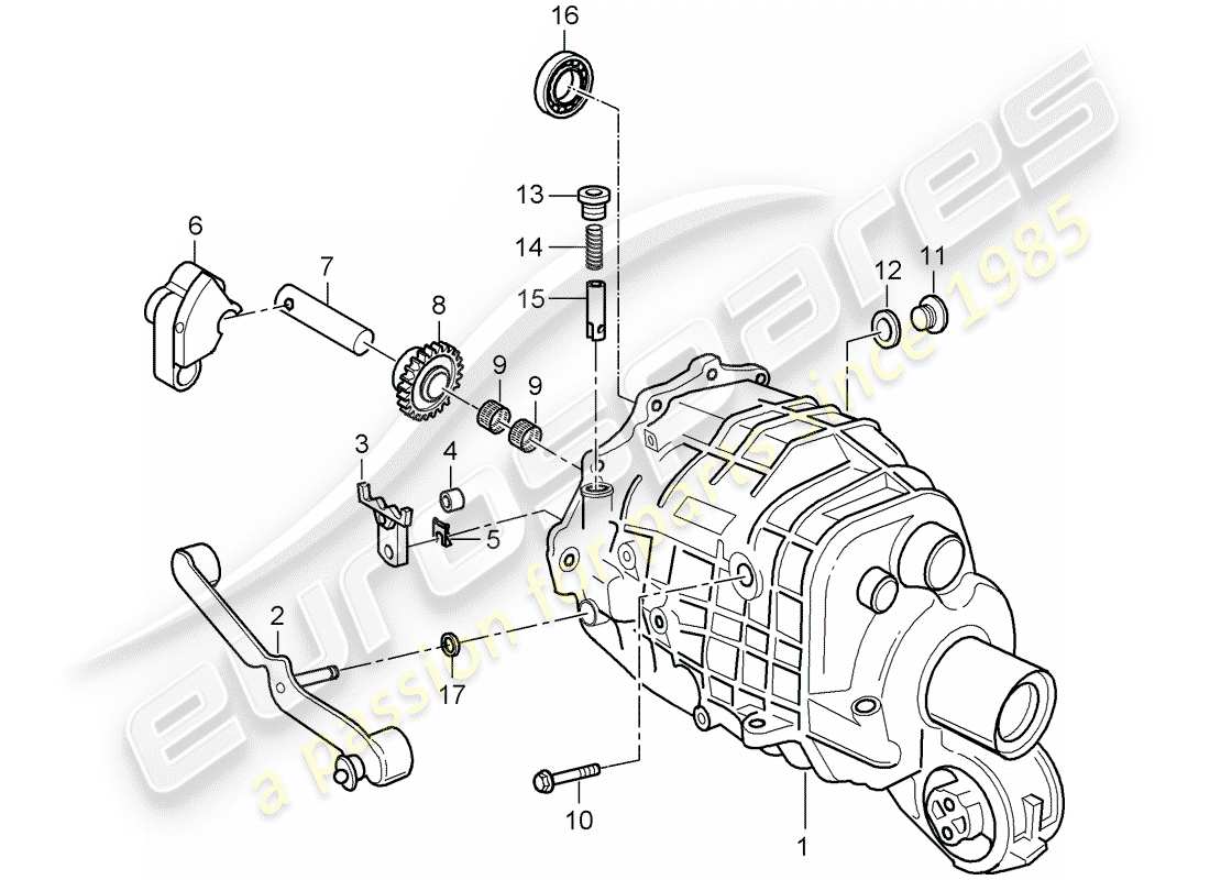 Porsche 996 (2001) transmission case - transmission cover Part Diagram
