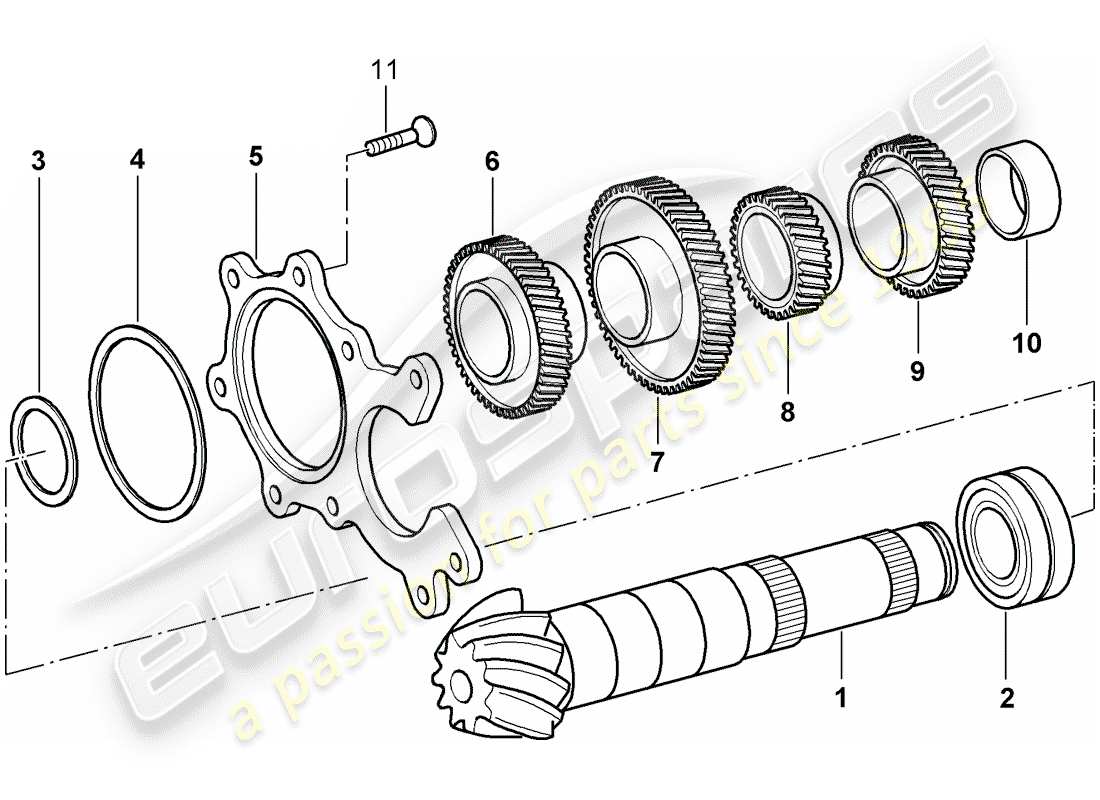Porsche 996 (2001) gears and shafts Part Diagram