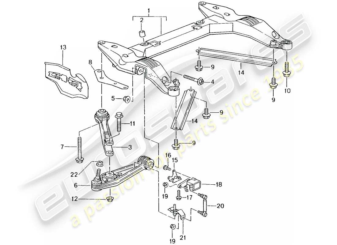 Porsche 996 (2001) CROSS MEMBER - TRACK CONTROL ARM Part Diagram