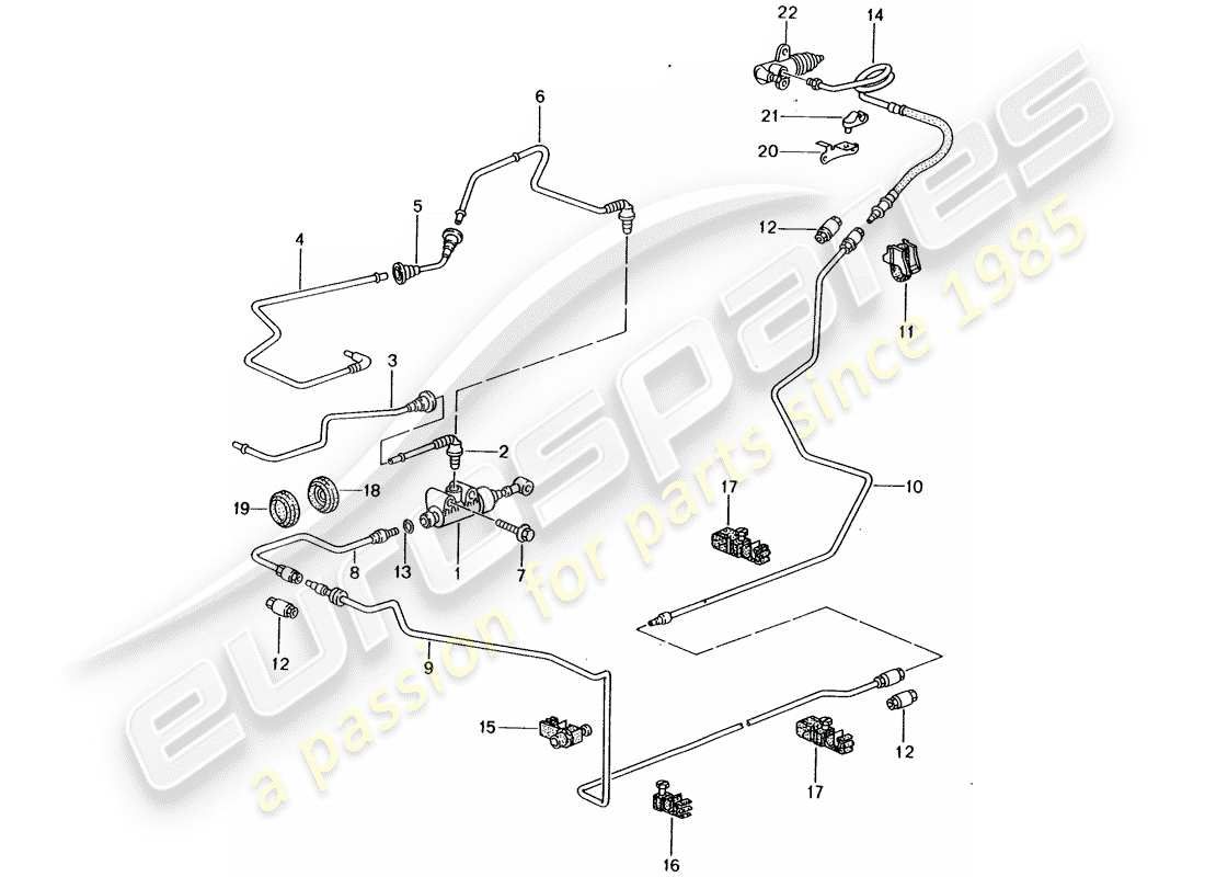 Porsche 996 (2001) HYDRAULIC CLUTCH - OPERATION - CLUTCH MASTER CYLINDER - TUBE-/HOSE LINE Part Diagram