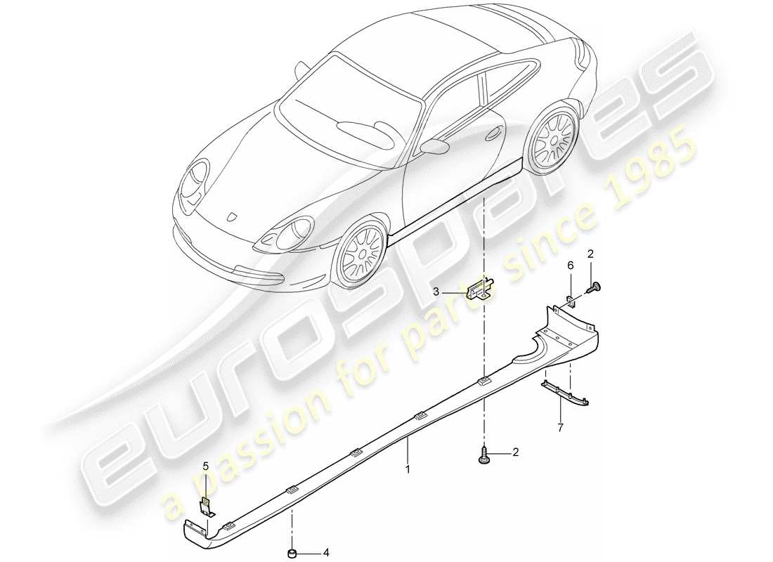 Porsche 996 (2001) TRIM COVER - SIDE MEMBER TRIM - SINGLE PARTS Part Diagram